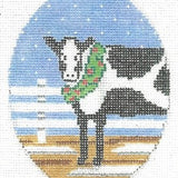 X-mas Cow w/ Wreath Oval