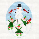 Elves & Snowman Oval